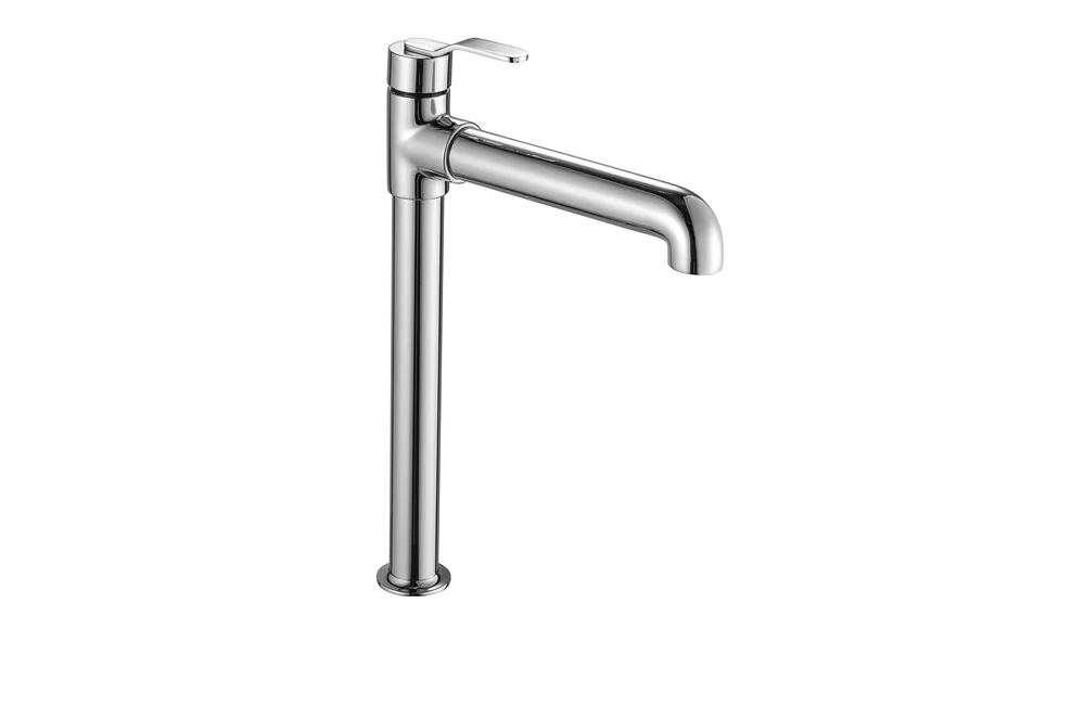 Monomando lavabo vertical alto con válvula Click Clack