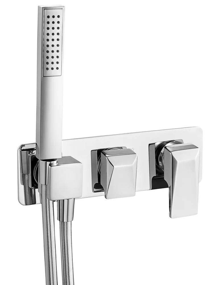 Monomando empotrar horizontal 2 vías con soporte, con mango ducha
