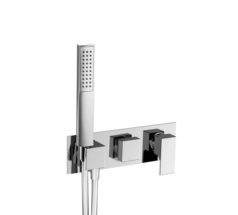 Monomando empotrar horizontal 2 vías con soporte, sin mango ducha