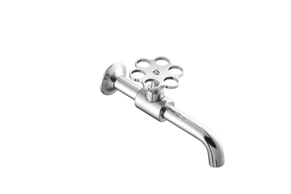 Grifo frontal caño 165mm 1 agua, volante flor latón