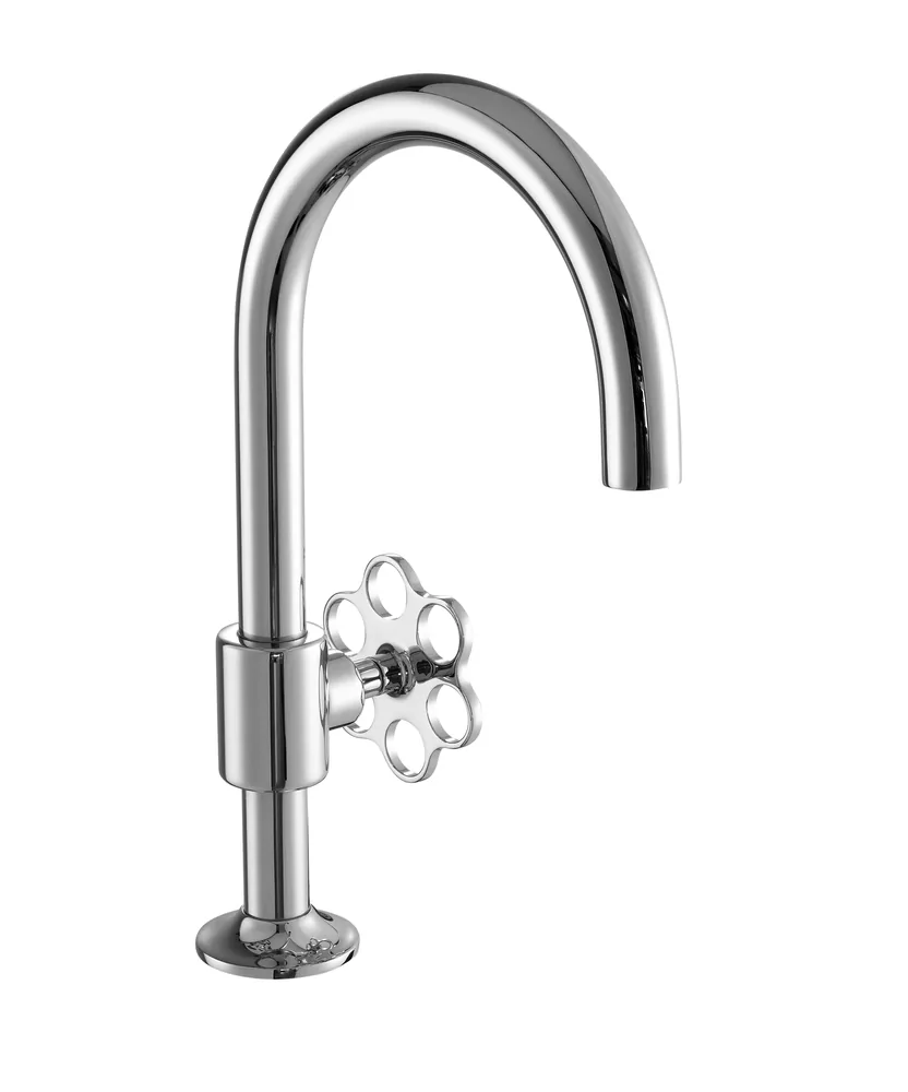 Grifo lavabo lateral 1 agua, volante flor turquesa