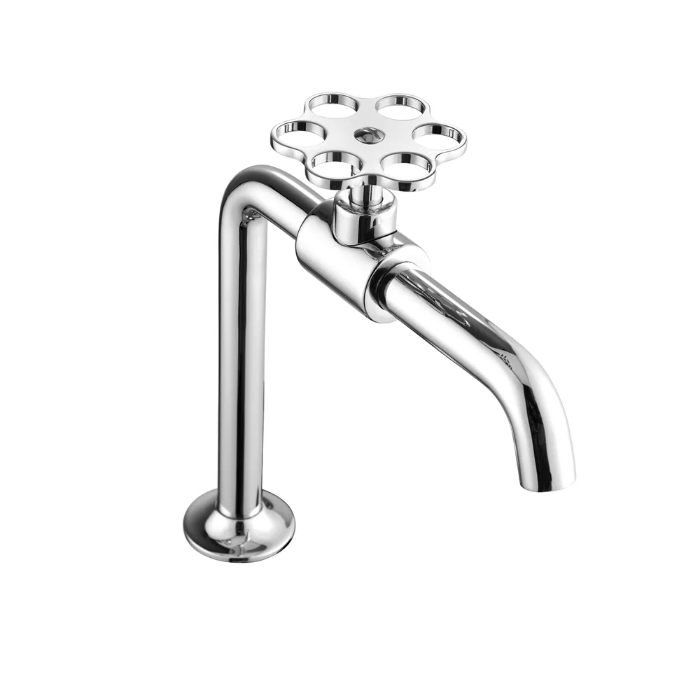 Grifo lavabo vertical 1 agua, volante flor Denim