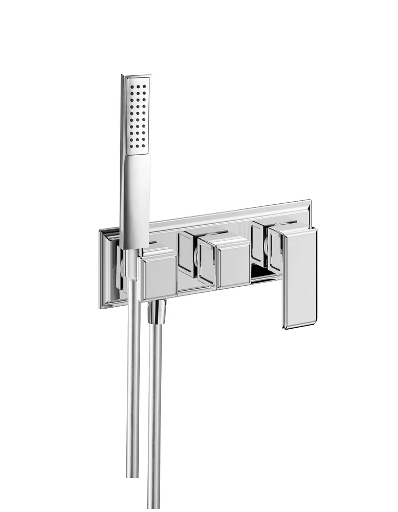 Monomando empotrar horizontal, 2 vías con soporte