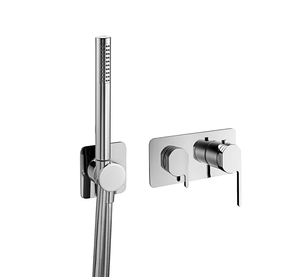 Termostato empotrar horizontal, 3 vías con toma agua sin mango ducha
