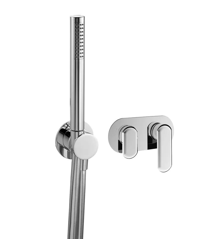 Monomando empotrar horizontal, 3 vías con toma agua sin mango ducha