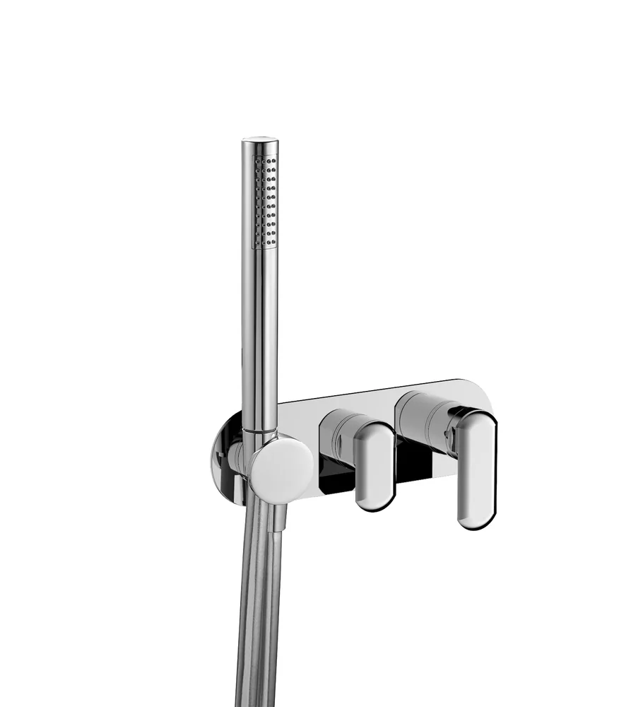 Monomando empotrar horizontal, 3 vías con soporte con mango ducha
