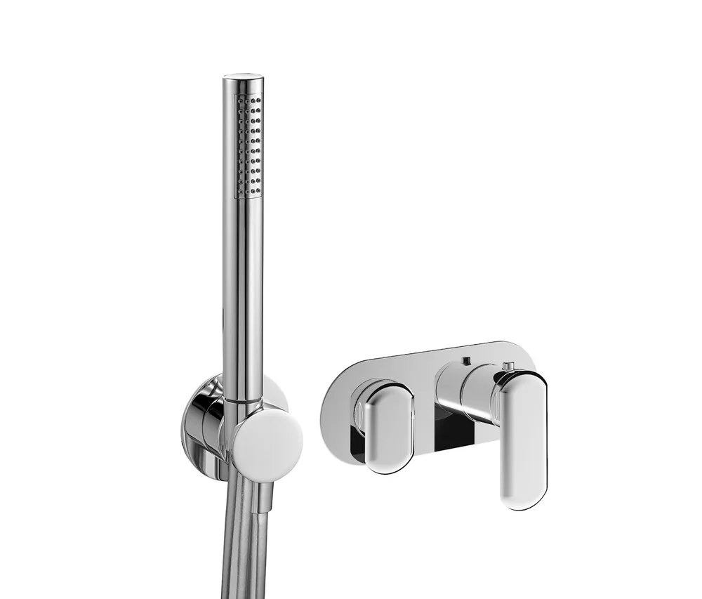 Termostato empotrar horizontal, 3 vías con toma agua sin mango ducha