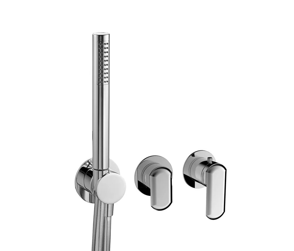Termostato empotrar horizontal, 3 vías con toma agua con mango ducha
