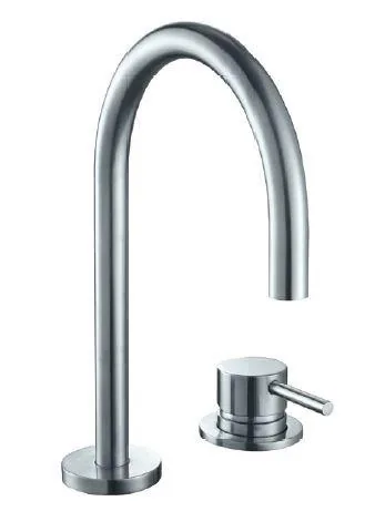 Monomando lavabo caño central curvo, caño 268 mm, con válvula Click Clack universal