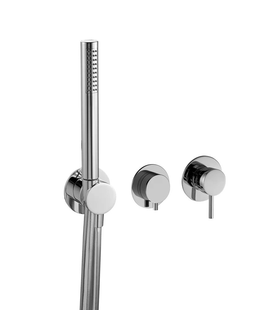 Monomando empotrar horizontal, 2 vías con toma agua