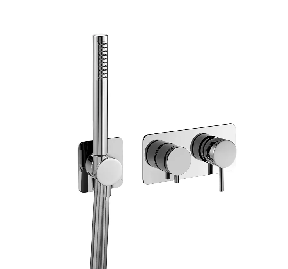Monomando empotrar horizontal, 2 vías con toma agua