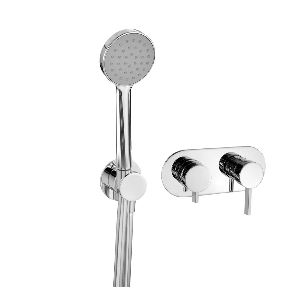Monomando empotrar horizontal 2 vías con toma de agua separada, sin mango ducha